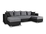couchtisch ikea Schlaffläche: 268x130 cm Wohnlandschaft mit Schlaffunktion Beno - U-Form Couch, Ecksofa mit Bettkasten, Couchgranitur mit Bettfunktion, Polsterecke, Big Sofa, Polstergarnitur (Schwarz + Dunkelgrau (Cayenne 1114 + Enjoy 23))