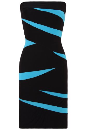 CELEBRITY STYLE BLUE BLACK dress STRAPLESS BOOB TUBE evening cocktail club dress sizes 4, 6, 8 uk (4/6/8, Black Blue)