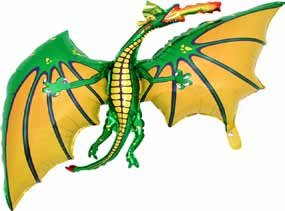 36 Zoll Grüner Drache Hat Folieballon - Luft oder Helium Gestaltet
