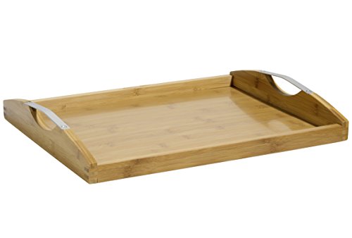 Esmeyer 304-007 Tablett NEWCASTLE aus Bambusholz mit Edelstahl-Griffen, Boden aus Schichtholz. Maße: ca. 48 x 37 cm - 3