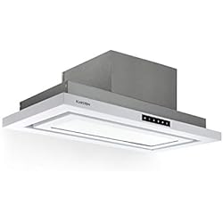 Klarstein Lumiera - Hotte aspirante, Eclairage LED, Trois niveaux de puissance, Extraction de 750 m3/h max, Panneau de commande tactile, Mode de recirculation, 70 cm de largeur, Blanc