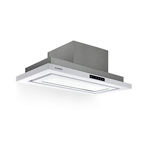 Klarstein Lumiera - Hotte aspirante, Eclairage LED, Trois niveaux de puissance, Extraction de 750 m3/h max, Panneau de commande tactile, Mode de recirculation, 70 cm de largeur, Blanc