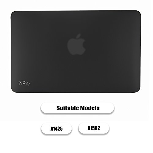 tinxi® Zweiteilige Matte Gummierte Harte Schutzhülle für Apple Macbook Pro Retina 13,3 Zoll (Modell A1425 A1502) Hülle Cover Schale Schutz Hülle Tasche Etui Case Shell Hard Plastik transparent mattiert Schwarz - 2