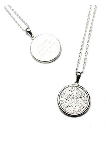 Personalised Engraved Lucky Sixpence 1960 Coin on 18