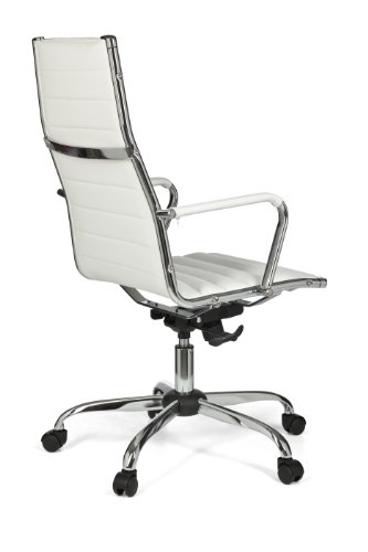 AMSTYLE Bürostuhl GENF 1 Bezug Kunstleder Weiß Design Schreibtischstuhl XXL 110kg Chefsessel höhenverstellbar Drehstuhl ergonomisch mit Armlehnen Rücken-Lehne Wippfunktion verstellbar Schalensitz hoch - 