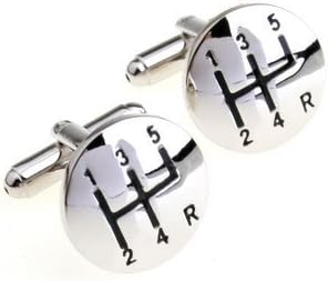 Silver Gear Knob Cuff Links With Gift Box