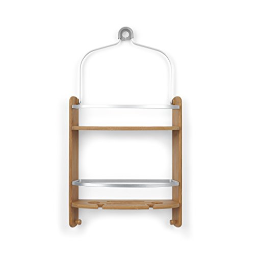 Umbra 1005787-390 Barrel Shower Caddy, Duschregal aus Bambus und Aluminium, Natur