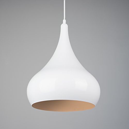Modern Designer Teardrop Ceiling Pendant Light - Gloss White - 36CM