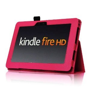 Bingsale® PU Lender Hülle Lederhülle Case Cove Schutzhülle Ledertasche im Bookstyle für Amazon Kindle Fire 7“/ Kindle Fire HD 7“/Kindle Fire HD 8.9“ Tasche mit mit verstaubarer Stylus Halterung (Color :Lila, schwarz,Orange, grün,Rot ,hellblau, hot Rosa , Rot, dunkel blau) + one zubehör stylus in Schwarz (nicht für den neuen Kindle Fire HD 7 2013 geeignet) (Kindle Fire HD 7“, Hot Rosa) - 3