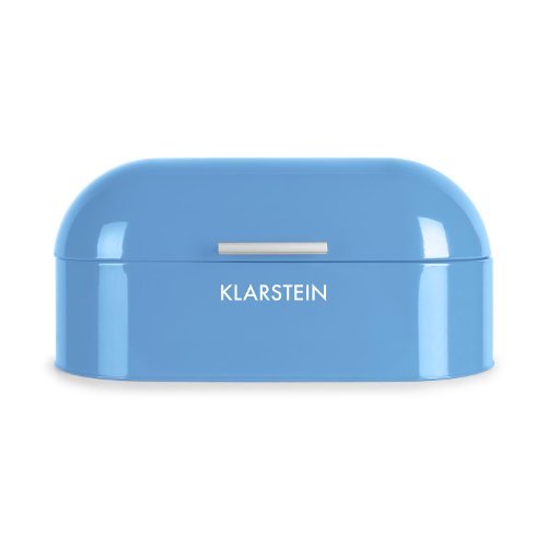 Klarstein Focaccia Paloma • Brotkasten • Brotbox • pulverbeschichtetes Metallgehäuse • klappbarer Deckel • 11,5 Liter • leichte Befüllung • Aluminiumgriff • große Innenfläche • leicht zu reinigen • abgerundete Form • Retro-Look • Metallscharniere • blau