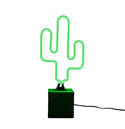 Preisvergleich Produktbild Neon-Leuchte Kaktus Leuchtobjekt Leuchtreklame mit grauem Betonfuß