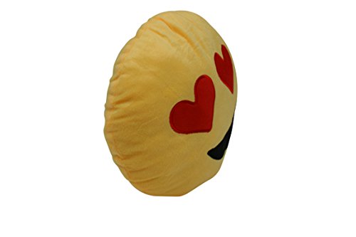 ocona© Emoticon Dekokissen „Emoji verliebt/in love“ Lach Smiley whatsapp Stuhlkissen Sitzkissen Plüsch Polster rund, Durchmesser 25 cm, gelb - 3