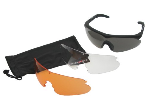 SWISS EYE Raptor Schutzbrille, Fassung -rubber black-, 3 Gläser, mit Antifog/Antiscratch [10161]