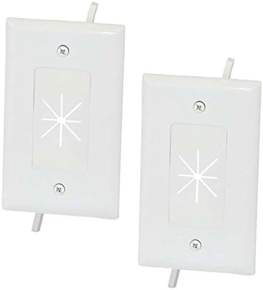 Datacomm 45-0014-WH 1-Gang (2 Pack) Cable Plate with Flexible Opening - White