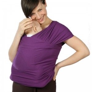 Bamboo Baby Sling Hands-Free Carrier and One-Size-Fits-All Wrap with Matching Carry Bag for Newborns Infants and Toddlers to 35 Lbs (Purple)
