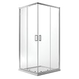 Cabina ducha angular Cuadrado 90x90 CM compuesta de 2 hojas fijas y 2 puertas correderas