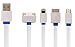 Produktbild OKCS 4 in 1 Multiladekabel - kompatibel für iPhone X, 8, 8 Plus etc. + 30 Polig iPhone 4, 4s etc. + MicroUSB Galaxy S7, S7 Edge etc. + USB 3 Micro-B Galaxy S5, Externe Festplatten etc. - Weiß/Blau
