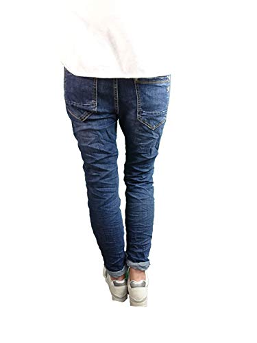 Karostar by Lexxury Denim Stretch Baggy-Boyfriend-Jeans Boyfriend 4 Knöpfe offene Knopfleiste weitere Farben Dark Denim Special M-38 - 
