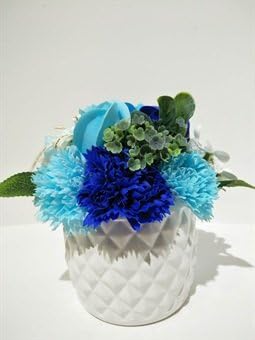 Blue Soap Rose Display in Pineapple Vase