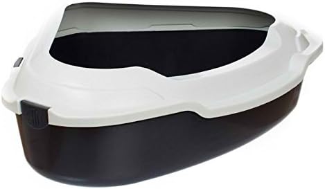 Space-Saving Corner Litter Tray XXL - Fits Neatly in Corners - with Removable Edge So It Is Suitable for Kittens or Elderly Cats - Great for Large Breed Cats