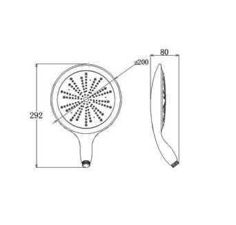 Gruenblatt Wellness Handbrause 200mm Mit 1 x Regenstrahl - 2