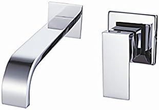Contemporary Wall Mounted Waterfall Ceramic Valve Three Handles Two Holes Chrome, Bathroom Sink Faucet