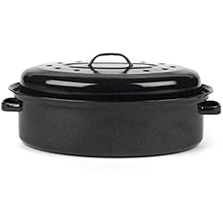 Russell Hobbs Plateau de Cuisson émaillé CW11441 Romano, Acier, Roaster with Lid, 36 cm