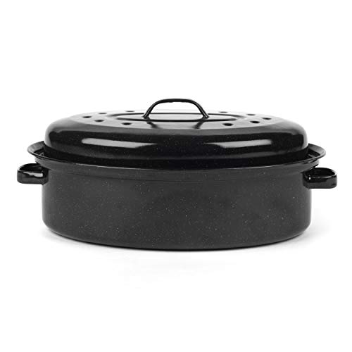 Russell Hobbs Plateau de Cuisson émaillé CW11441 Romano, Acier, Roaster with Lid, 36 cm