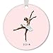 Produktbild Nutcracker Ballet Ornament Christmas 2018 Black Ballerina Dancing Sugarplum Fairy Dance Performance Porcelain Gift Idea 3" Flat Pink Ceramic Dancer Keepsake with White Ribbon & Free Gift Box OR00032