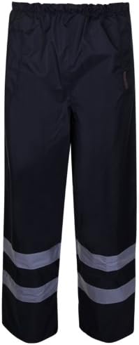HIGH VIS HI VIS VISIBILTY WORK SAFETY WATERPROOF OVER TROUSERS PANTS (MEDIUM, BLACK)