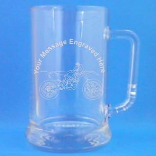 1 Pint Glass Tankard With Speedway Bike Design and Engraving - Luxury Presentation Box Included