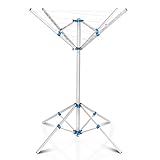 Goplus Séchoir à Linge Parapluie sur Pied, Etendoir à Linge Pliable en Aluminium Robustes pour Extérieur/Intérieur, Solide et Résistant, 100x100x150CM