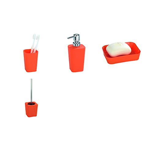 WENKO 18964100 Zahnputzbecher Rainbow Orange – Soft Touch, Kunststoff – Polystyrol, 7.3 x 11 x 7.3 cm, Orange - 3