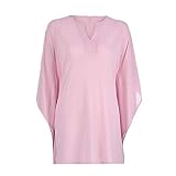 iHENGH Damen Top Bluse Bequem Lässig Mode T-Shirt Sommer Blusen Frauen Sexy V Ausschnitt Solid Half Sleeve Shirt Pullover Lose Tops(Rosa, S)