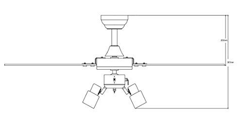Deckenventilator mit Beleuchtung und Zugschalter Cyrus 107 cm von AireRyder, Gehäuse chrom glänzend, Wendeflügel in schwarz und silber - 3
