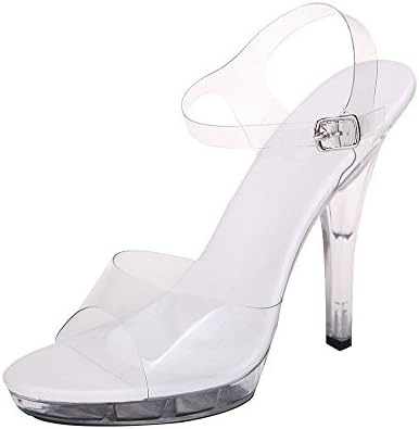 SexyPrey Women's Open Toe Spike High Heels Transparent Platform Sandal for Dress Clear Uk4