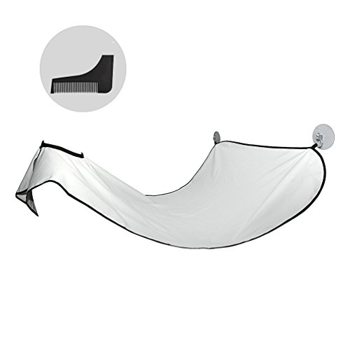 Yoofor Bart Schürze Sammeln Tuch Bib für saubere Rasuren und Bartpflege Mit Bart Styling Tool Bart Schablone und Bartkamm Bart Rasieren Vorlage Werkzeug,Gute Geschenk für Männer (Weiß + Schwarz)