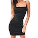 Price comparison product image Womens Sexy Camisole Bodycon Dresses Fashion Summer Slim Strappy Sleeveless Square Neck Evening Party Club Short Mini Dress (Black, M)