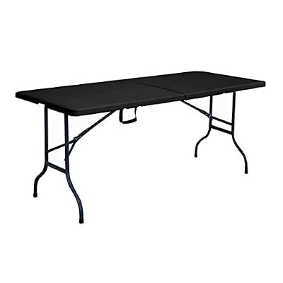 Rekkem Table pliante noire 180cm 8 places Pehd