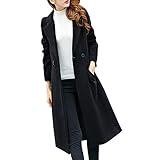 Paolian Manteau pour Femme Automne et Hiver Manteau de Laine à Manches Longues de Grande qualité en Hiver de Couleur Unie Poche（M/L/XL/XXL/XXXL）