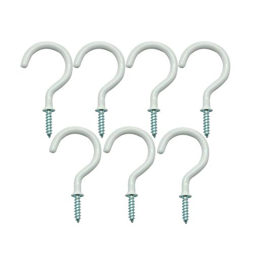 Preisvergleich Produktbild meiliy Tasse Haken Deckenhaken Vinyl beschichtet Schraube Kleiderbügel für hängende Pflanzen Tassen, Küchenutensilien Klangspiele Innen- und Außeneinsatz 7,4 cm, 25 Pack – Weiß