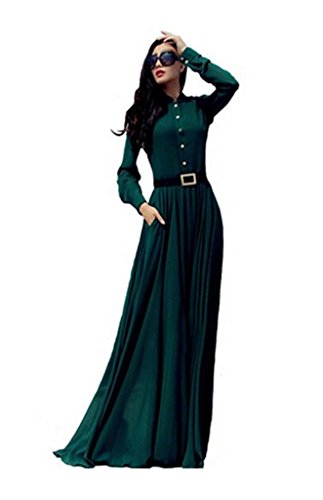 OYMMENEY Women's Elegant Chiffon Dress Long Sleeve Maxi Dress Evening Cocktail Dress Party Dress
