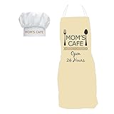 Giftsmate Birthday Gifts for Mother, Moms Cafe Apron for Mom with Chef Hat
