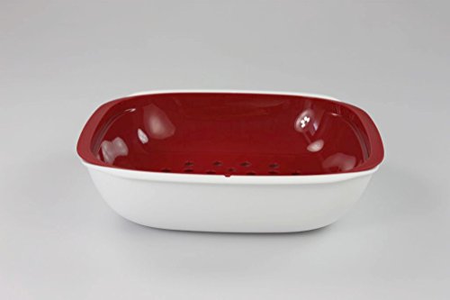TUPPERWARE Allegra Servierschale 1,33 L rot weiß mit Sieb Auffangschale - 6