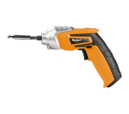 Defort DS-36-GLt - Atornillador inalámbrico (3,6 V, 0,6 Ah, 54 piezas, incluye kit de puntas, set de brocas y cargador)