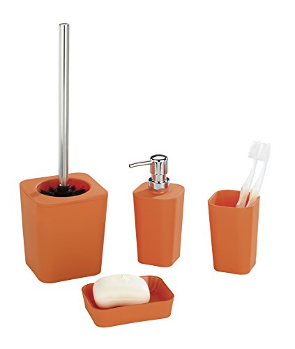 WENKO 18964100 Zahnputzbecher Rainbow Orange – Soft Touch, Kunststoff – Polystyrol, 7.3 x 11 x 7.3 cm, Orange - 2