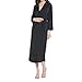 Produktbild Damen Bademantel, Canvalite Sexy Damen Einfarbig Kimono Negligee Morgenmantel mit Gürtel, glatte Satin, spitzer Ärmel, tiefer V-Ausschnitt, lang