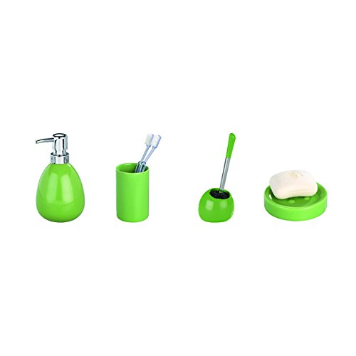 WENKO 18288100 Seifenspender Polaris Green, Fassungsvermögen 0.39 L, Keramik, 9.5 x 16.2 x 9 cm, Grün - 3