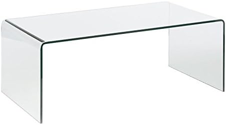 Angola Modern Chic Coffee Table / Unit | Clear Bent Curve Tempered Glass | 80 x 40 x 38cm | 12mm Thick