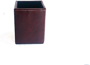Zale YardleyBURGUNDY AUTHENTIC TOP GRAIN COW LEATHER PEN CUP PENCIL HOLDER VINTAGE RETRO DESK ORGANISER TIDY 8 X 8CM